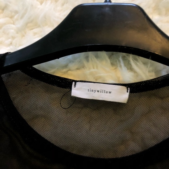 Sheer Black Lettuce Hem Top - Picture 3 of 3